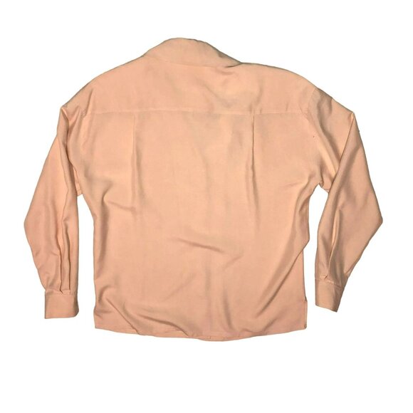 VTG PEACH 100% SILK BLOUSE SZ S CASUAL CORNER LONG SLEEVE PAD SHOULDER WOMEN - Picture 5 of 5